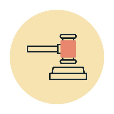 Mahkeme tokmağı ikonu. Hakim tokmak vektör simgesi rengi düz izole