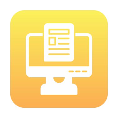 Yazı simgesi, vektör illüstrasyonlu bilgisayar ekranı