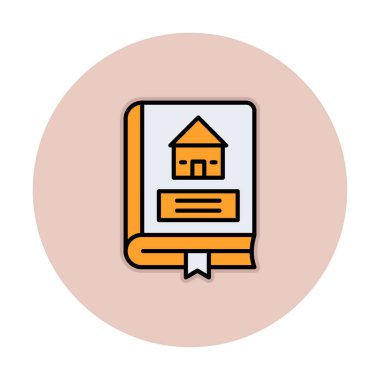 Mimarlık Kitabı düz simgesi, vektör illüstrasyonu 