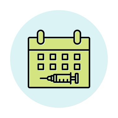 Aşılama Tarihi web simgesi, vektör illüstrasyonu