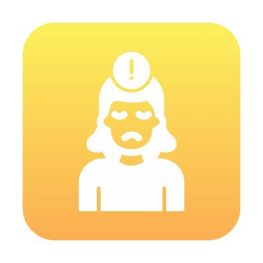 Ünlem işareti olan kadın düz simge, panik konsepti, vektör illüstrasyonu