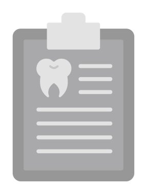 Dişlerinde pano simgesi var. Web için Tıbbi Rapor vektör simgesinin basit illüstrasyonu              