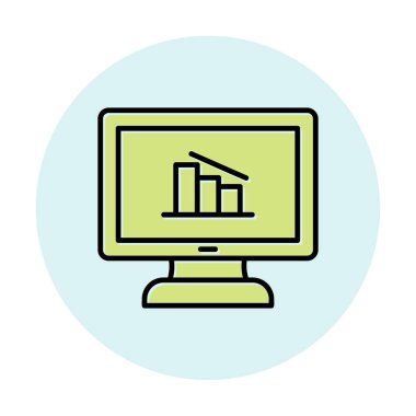 Çevrimiçi Veri Analizi vektör çizgi simgesi