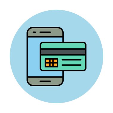 Kart ödemesi. Mobil ödeme ana hatları vektör simgesi