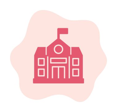 Okul binası simgesi, vektör illüstrasyonu