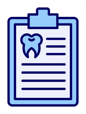 Dişlerinde pano simgesi var. Web için Tıbbi Rapor vektör simgesinin basit illüstrasyonu              