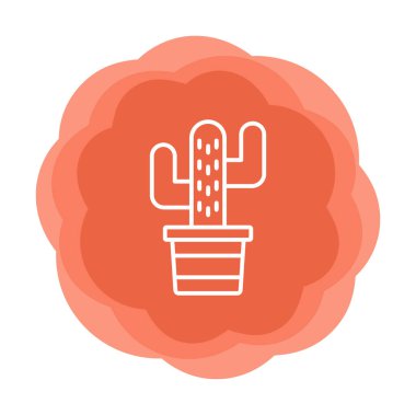 Kaktüs simgesi, basit tasarım çizimi  