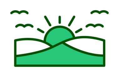 Basit düz gün batımı ve deniz vektör çizimi tasarımı