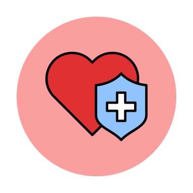 Çapraz ikonlu kalp, vektör çizimi. Sağlık hizmetleri kavramı                             