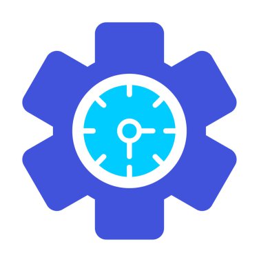 Saat simgesi, vektör illüstrasyonu, zaman sembolü ayarlanıyor. İçerideki saat dişlisi 