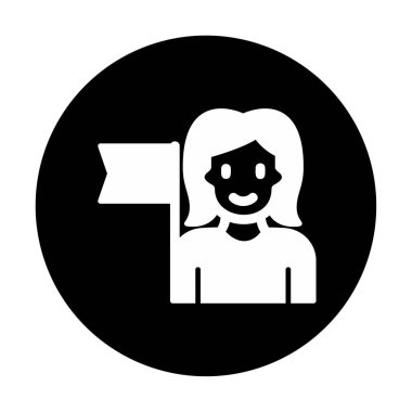 Bayrağı olan insanlar, tasarım vektörü illüstrasyonunda feminizm 