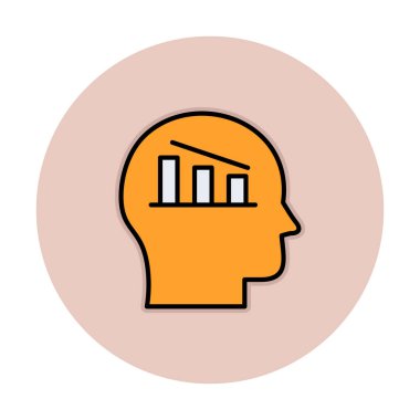 İş grafik simgesine sahip insan kafası, kişisel büyüme simgesi, vektör illüstrasyonu