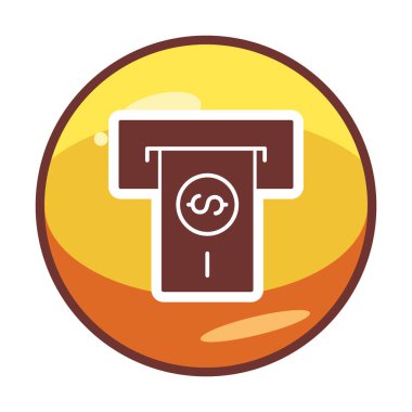 Beyaz arkaplan üzerinde basit tasarım olarak ATM slot satırı simgesinden para çek