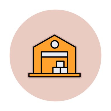 Kutu simgesi ve vektör illüstrasyonlu depo 