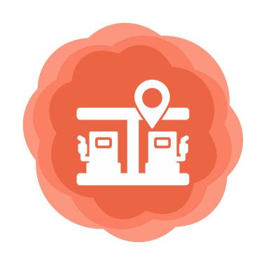 Benzin istasyonu web simgesi, vektör illüstrasyonlu harita işaretleyici