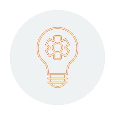 Simge vektör illüstrasyonunun içindeki vitesli basit ampul