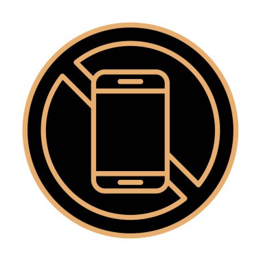 Cep telefonu simgesi yok, vektör illüstrasyonu               