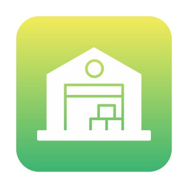 Kutu simgesi ve vektör illüstrasyonlu depo 