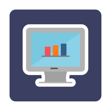 iş grafiği bilgisayar ekranında, vektör illüstrasyonu basit tasarım