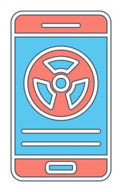 Akıllı telefon ekran simgesinde radyasyon işareti 