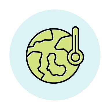 Termometre renk vektörü simgesine sahip dünya, Küresel Isınma kavramı