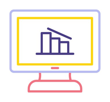 Çevrimiçi Veri Analizi vektör çizgi simgesi