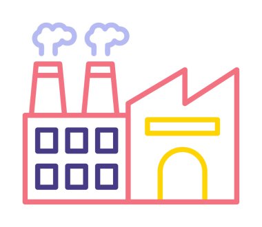 Fabrika web simgesi, vektör illüstrasyonu 