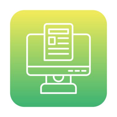 Yazı simgesi, vektör illüstrasyonlu bilgisayar ekranı