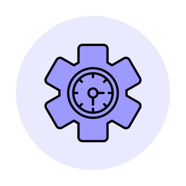 Saat simgesi, vektör illüstrasyonu, zaman sembolü ayarlanıyor. İçerideki saat dişlisi 