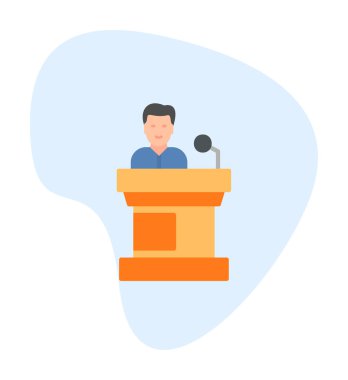 Konuşma standı ikonu, vektör illüstrasyonunda konuşma yapan erkekler