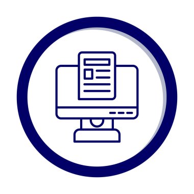 Yazı simgesi, vektör illüstrasyonlu bilgisayar ekranı