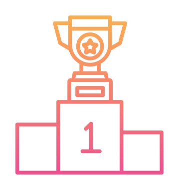 Kazanan podyum düz vektör simgesi. 