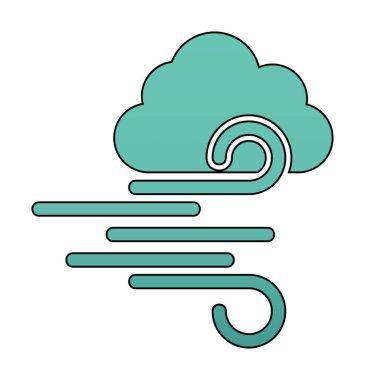 Bulutlu rüzgar simgesi, vektör illüstrasyonu 