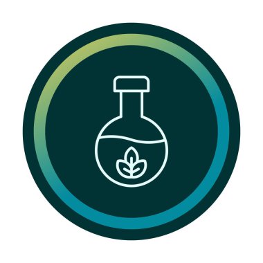 Yaprak ikonu resimli vektör matarası. Kimya konsepti              