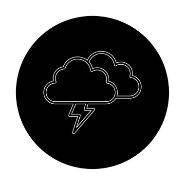 Yıldırım ikonlu fırtına bulutları. vektör illüstrasyonu                   