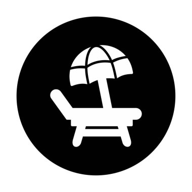 Plaj Sandalyesi Web simgesi, vektör illüstrasyonu