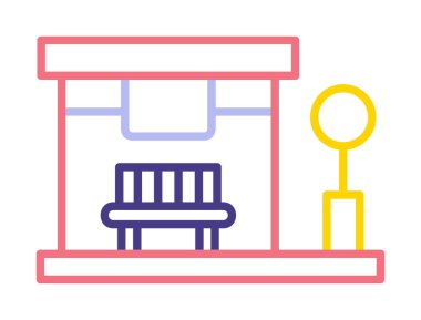 Otobüs Durağı vektör düz simgesi simgesi