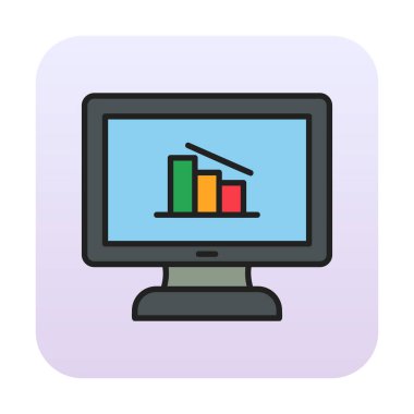 Çevrimiçi Veri Analizi vektör çizgi simgesi