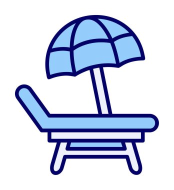 Plaj Sandalyesi Web simgesi, vektör illüstrasyonu