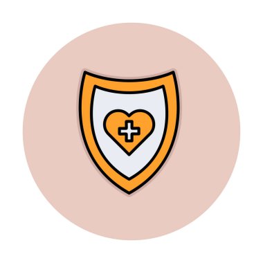 Çapraz ikonlu kalp, vektör çizimi. Sağlık hizmetleri kavramı                             