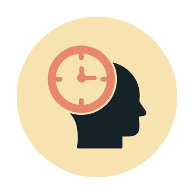 İnsan kafası ikonlu saat. vektör illüstrasyonu                          