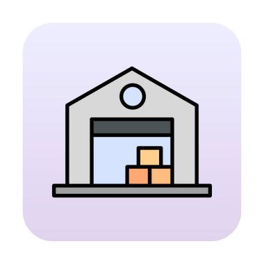 Kutu simgesi ve vektör illüstrasyonlu depo 