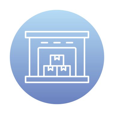 Kutu simgesi ve vektör illüstrasyonlu depo 