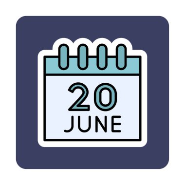 Takvim simgesi tasarımı, vektör illüstrasyonu, Dünya Mülteci Günü tarihi