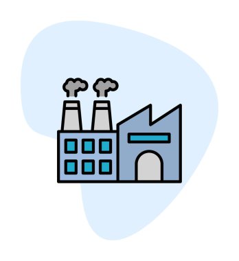 Fabrika web simgesi, vektör illüstrasyonu 