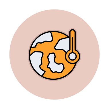 Termometre renk vektörü simgesine sahip dünya, Küresel Isınma kavramı