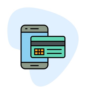 Kart ödemesi. Mobil ödeme ana hatları vektör simgesi