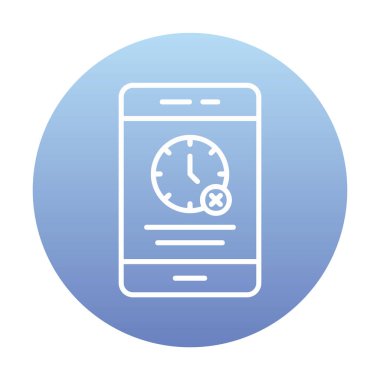 Ağ ve mobil uygulama tasarımınız için beyaz arkaplanda izole edilmiş akıllı telefon simgesi vektöründe zaman yok, zaman logosu kavramı