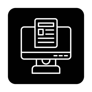 Yazı simgesi, vektör illüstrasyonlu bilgisayar ekranı