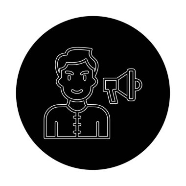 Gençler megafonla, vektör illüstrasyonuyla protesto ediyor  